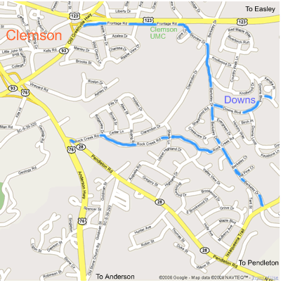 Map to Clemson Downs